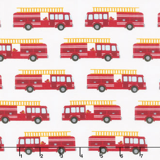 Fire Pups - Fire Truck White Yardage