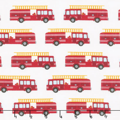 Fire Pups - Fire Truck White Yardage