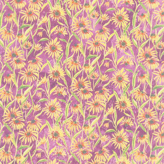 Floribunda - Blackeyed Suzie Q Violet Yardage