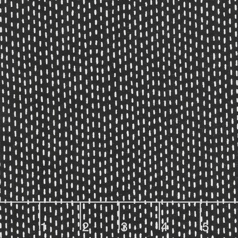 Black & White - Tiny Stitches Black Yardage