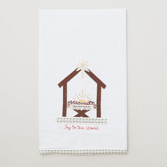 Joy To The World Nativity Tea Towel