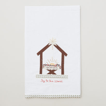 Joy To The World Nativity Tea Towel