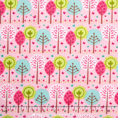 Summer Song 2 - Trees Pink Yardage