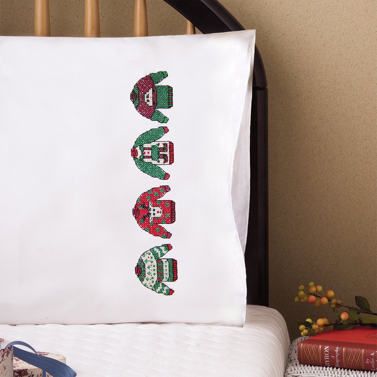 Christmas Sweaters Embroidery Pillowcase Set Primary Image