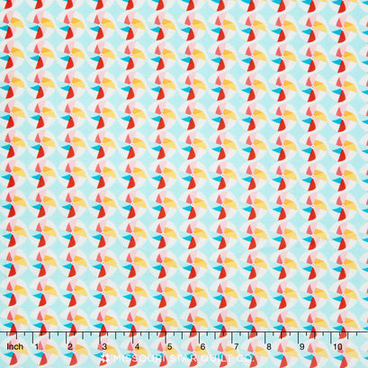 Girl Crazy - Pinwheels Blue Yardage