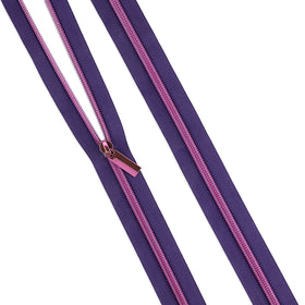 Sallie Tomato Tula Pink #5 Nylon Zipper Tape & Pulls - Dark Purple with Pink Coil Primary Image