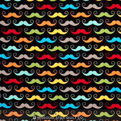 Novelty - Geekly Mustache Black Yardage