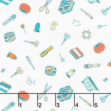 Welcome To Quilt Town - Notions Tossed White Yardage