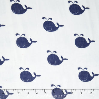 Designer Double Gauze - Whale Navy Yardage
