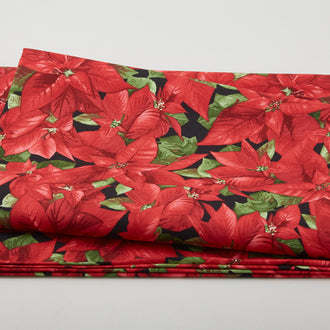 Poinsettia & Pine Favorites - Poinsettia Cluster Black 2 Yard Cut