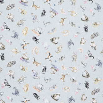 Whiskers & Paws - Cats Tossed Grey Yardage