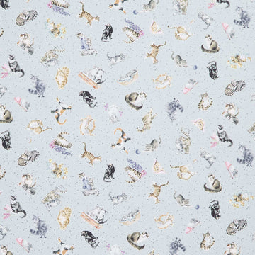 Whiskers & Paws - Cats Tossed Grey Yardage Primary Image