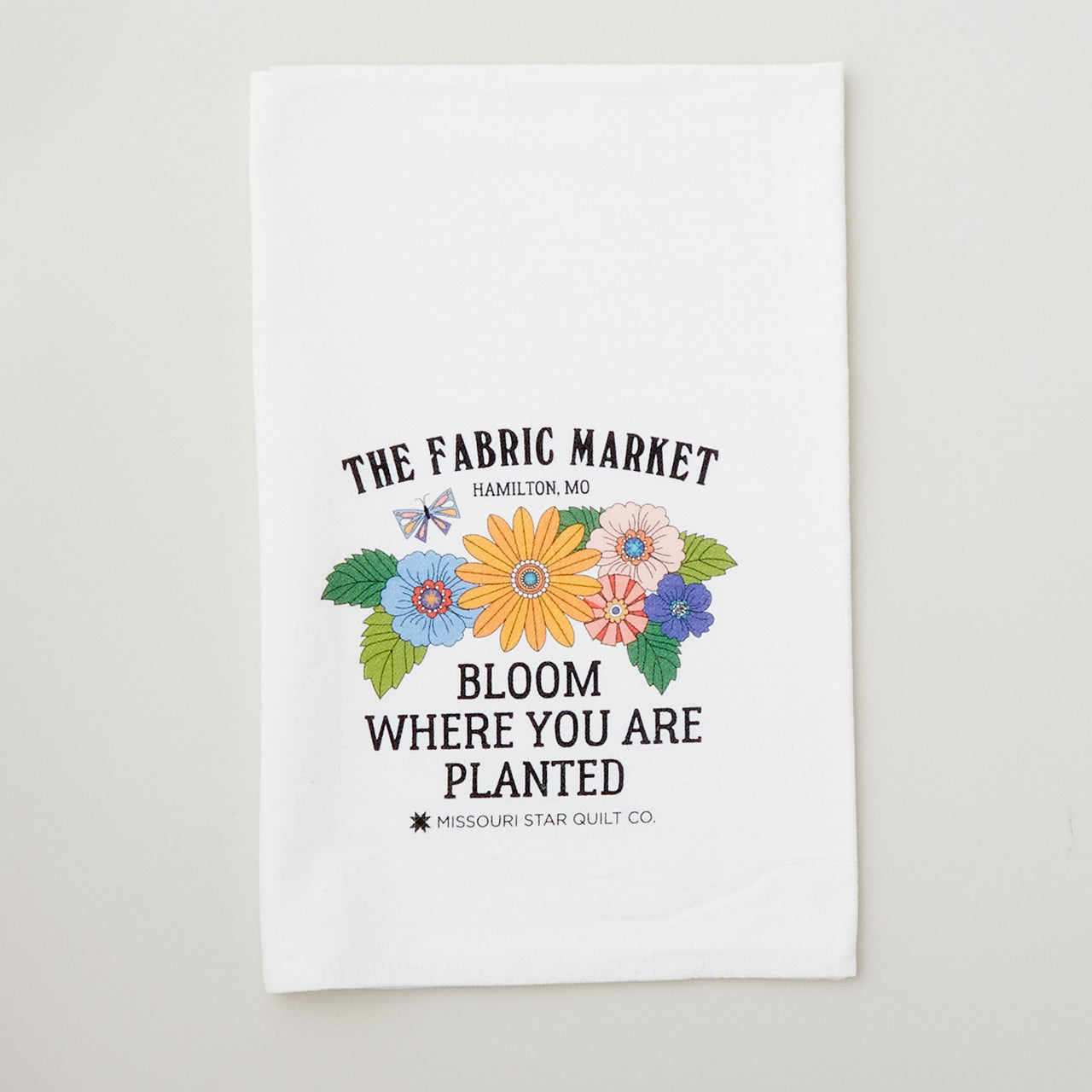 Missouri Star Bloom Where You Are Planted White Flour Sack Tea Towel Primary Image