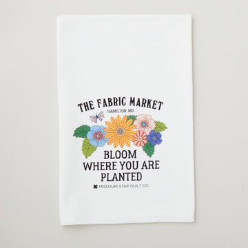 Missouri Star Bloom Where You Are Planted White Flour Sack Tea Towel Primary Image