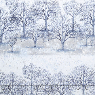 Sound of the Woods 2 - Trees Snow Metallic Yardage