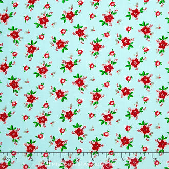 Pixie Noel - Pixie Floral Aqua Yardage