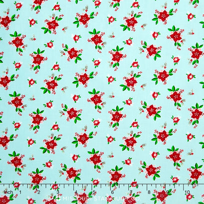 Pixie Noel - Pixie Floral Aqua Yardage