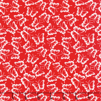 Garden Redwork - Packed Butterflies Red Yardage