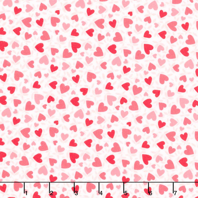 Playtime Flannel - Hearts Red Yardage Primary Image