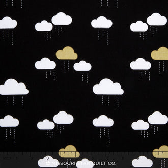 When Skies are Grey - Skies Cloud Black Sparkle Metallic Yardage