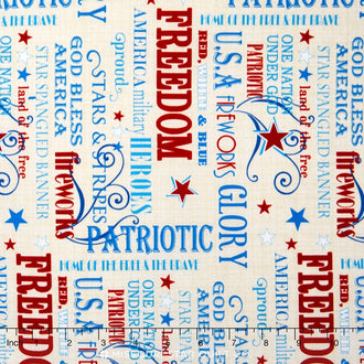 Patriotic Primer - Words Cream Yardage
