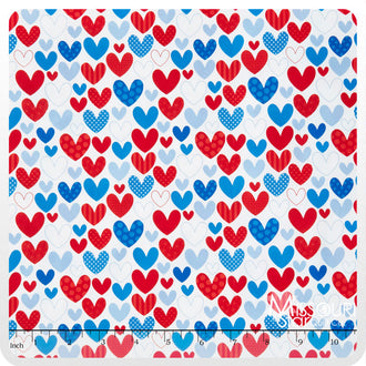 Star Spangled - Stripes Hearts Multi Yardage