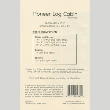 Pioneer Log Cabin Quilt Pattern Alternative View #1