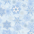 Holiday Flourish 11 - Peacock Snowflakes Blue Metallic Yardage