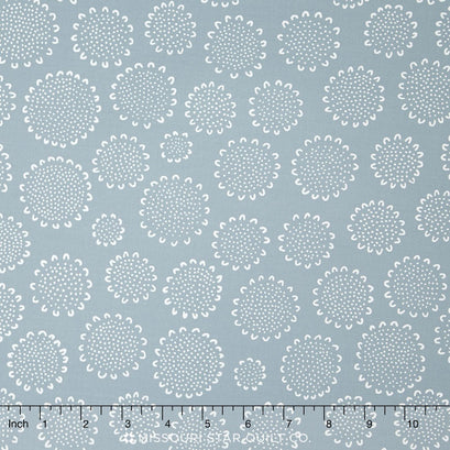 Blueberry Park - Neutral Fog Dotty Sunflowers Yardage