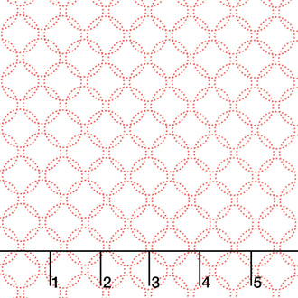 Garden Redwork - Geo Dotted Circle White Yardage
