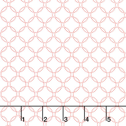 Garden Redwork - Geo Dotted Circle White Yardage