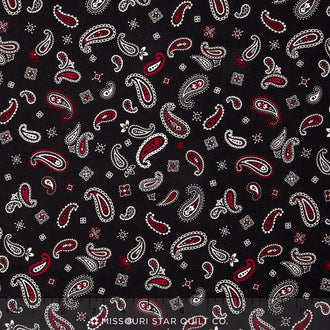 Sevenberry - Bandana Tossed Paisley Black Yardage