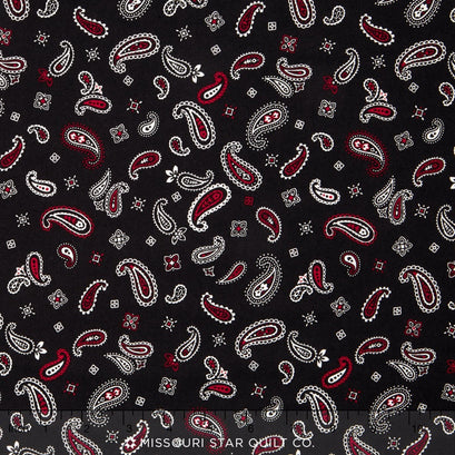 Sevenberry - Bandana Tossed Paisley Black Yardage
