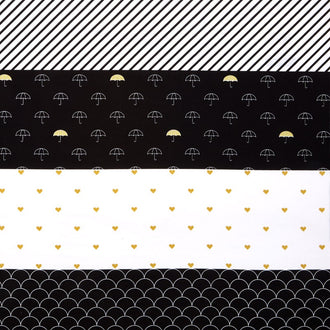 When Skies are Grey - Skies Stripe Black Metallic Yardage
