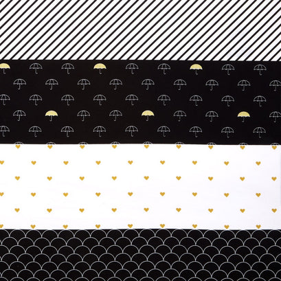 When Skies are Grey - Skies Stripe Black Metallic Yardage