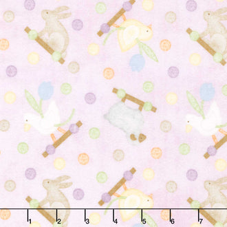Little Chicks - Pull Toys Purple Flannel Yardage