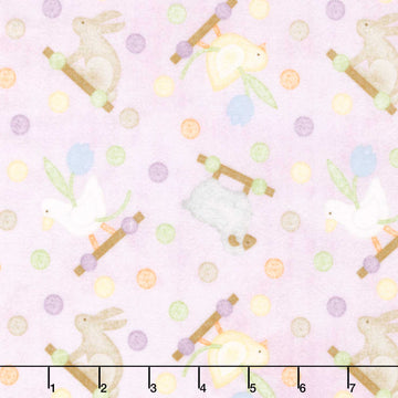 Little Chicks - Pull Toys Purple Flannel Yardage