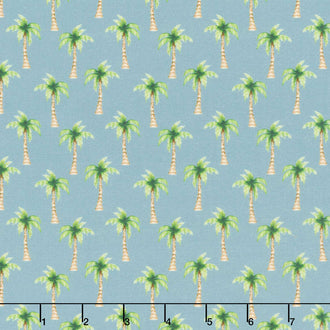 Pirates Ahoy - Palm Trees Blue Yardage