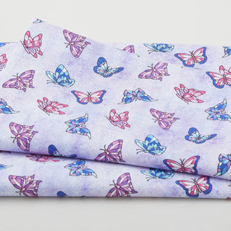Fancy Glass - Stained Glass Butterflies Light Purple 2 Yard Cut