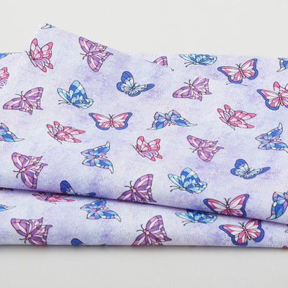 Fancy Glass - Stained Glass Butterflies Light Purple 2 Yard Cut