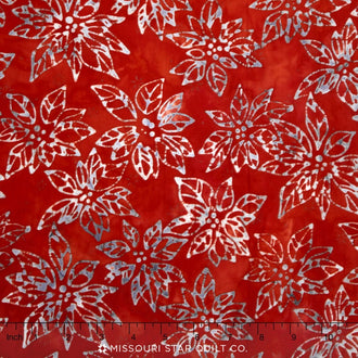 Artisan Batiks - Noel 4 Poinsettia Silver Metallic Yardage