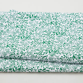 Christmas Colors - Branches Green/White 108" Wide Backing 3 Yard Cut