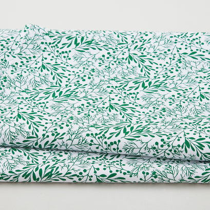 Christmas Colors - Branches Green/White 108" Wide Backing 3 Yard Cut