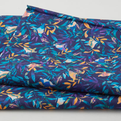 Florence - Leaves Navy 2 Yard Cut