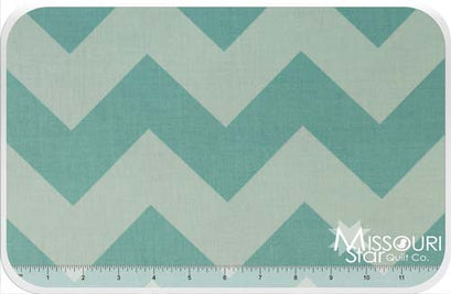 Large Cotton Chevrons - Tone on Tone Aqua Yardage