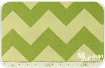 Large Cotton Chevrons - Tone on Tone Green Yardage