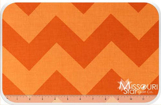 Large Cotton Chevrons - Tone on Tone Orange Yardage