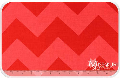 Large Cotton Chevrons - Tone on Tone Red Yardage