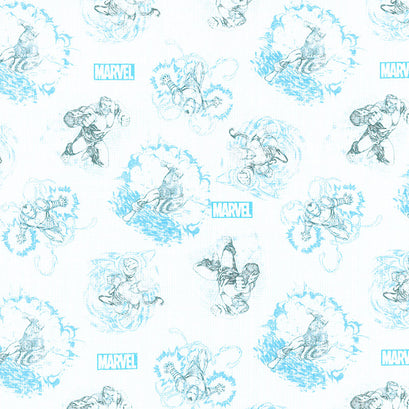 Marvel - Avengers Sketch White Yardage