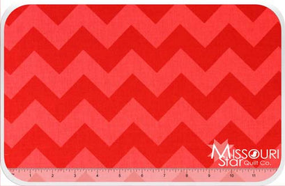 Medium Cotton Chevrons - Tone on Tone Red Yardage
